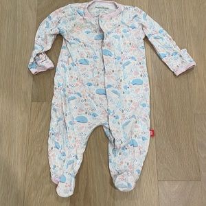 Magnetic Me 0-3 footie in whale print
